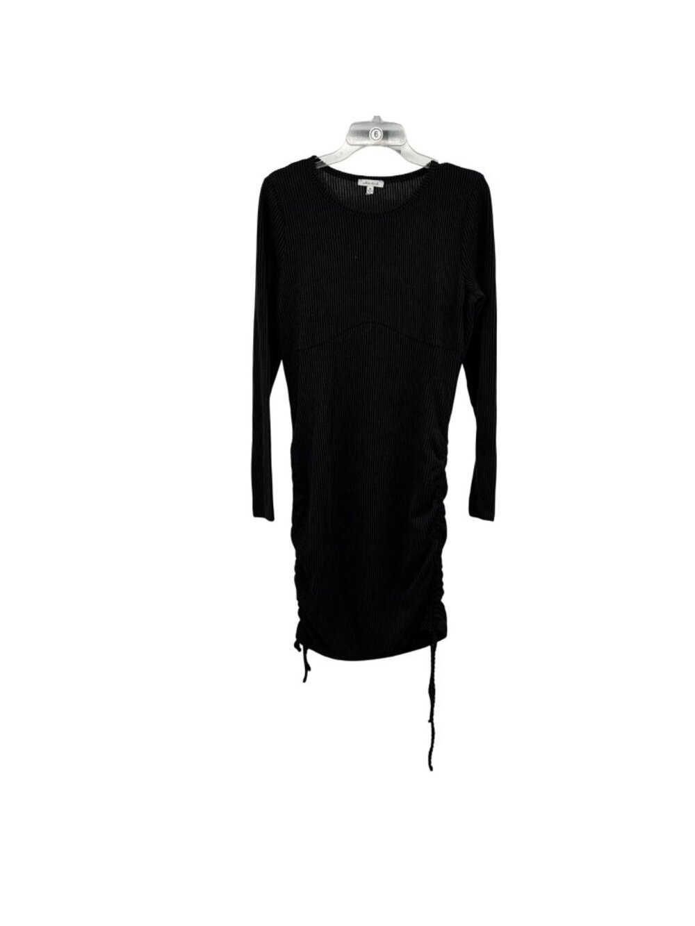 White Birch Womens Ribbed Bodycon Dress Long Sleeve Gathered Black Size Medium